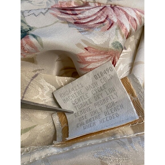 Vtg INNER MOST Floral SATIN House Coat ROBE Long Women's Small USA Made Ivory - Picture 10 of 10